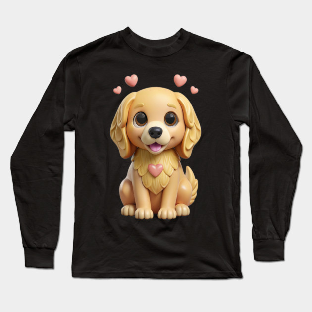 Cute Golden Retriever Puppy – Adorable Dog Lover Design Long Sleeve T-Shirt by IamActiveDog