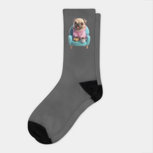 Cute Coffee Fat Pug – Funny Dog Lover Design Socks