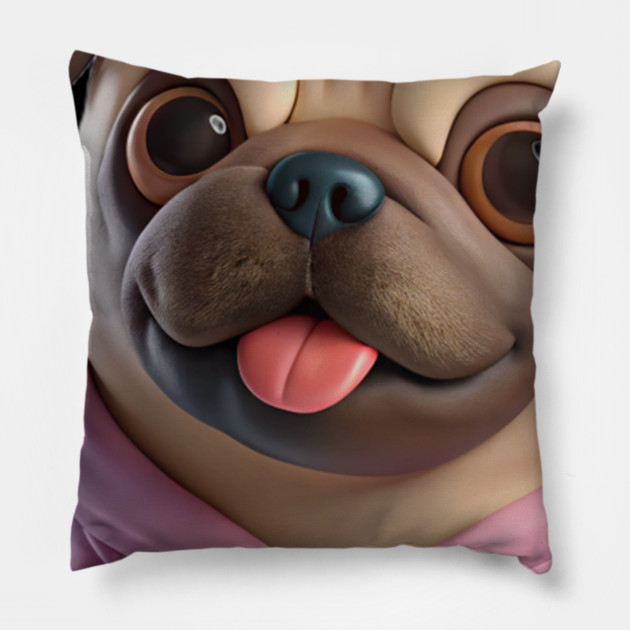 Cute Coffee Fat Pug – Funny Dog Lover Design Pillow by IamActiveDog