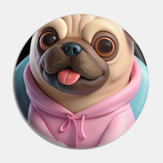 Cute Coffee Fat Pug – Funny Dog Lover Design Pin by IamActiveDog