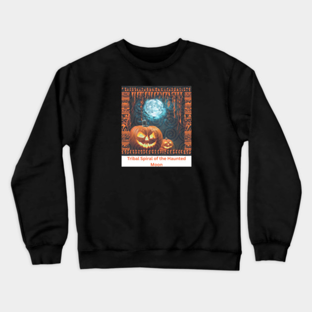Tribal Spiral of the Haunted Moon – Hmong Ga Gue Glow Crewneck Sweatshirt by Pimcolle