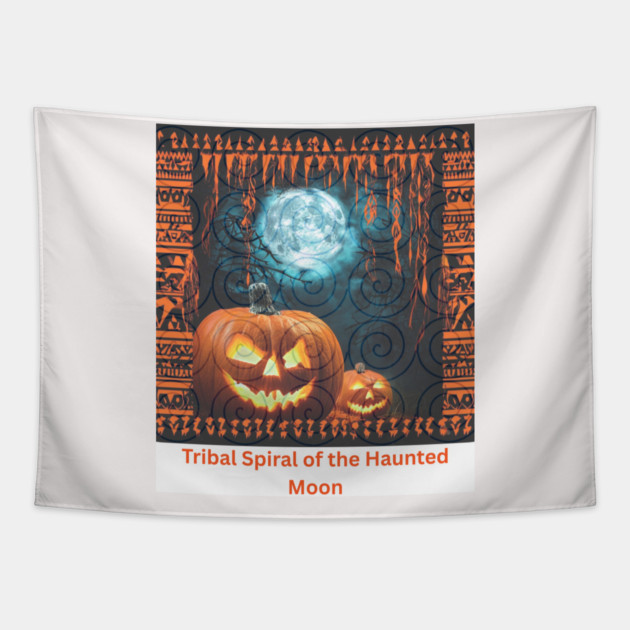 Tribal Spiral of the Haunted Moon – Hmong Ga Gue Glow Tapestry by Pimcolle