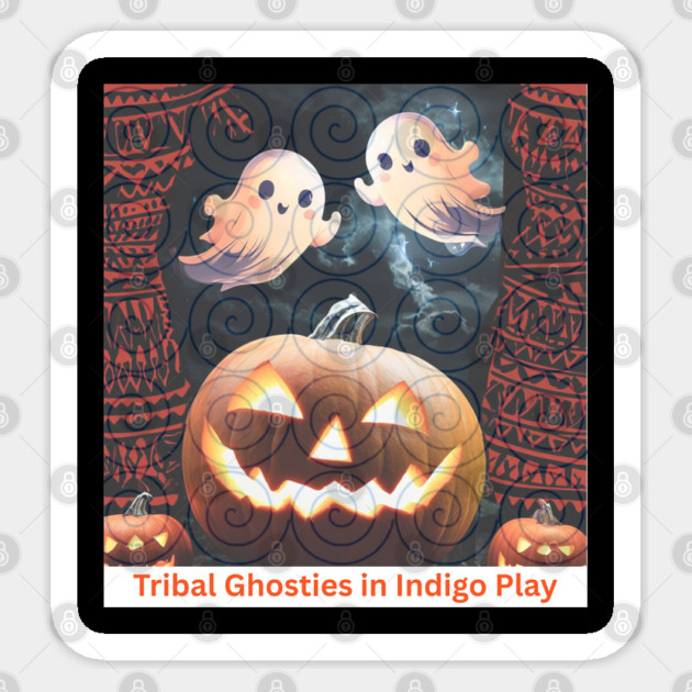 Tribal Ghosties in Indigo Play – Cute Hmong Spirit Glow Sticker by Pimcolle