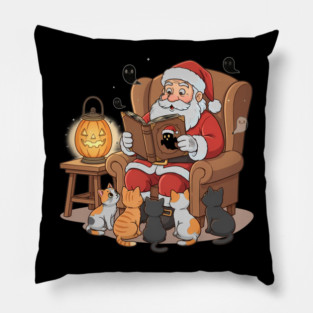Santa Telling Ghost Stories to Cats Pillow