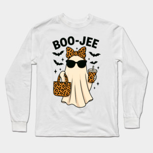 Boo Jee Ghost Shirt with Leopard Print Accessories Long Sleeve T-Shirt