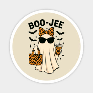 Boo Jee Ghost Shirt with Leopard Print Accessories Magnet