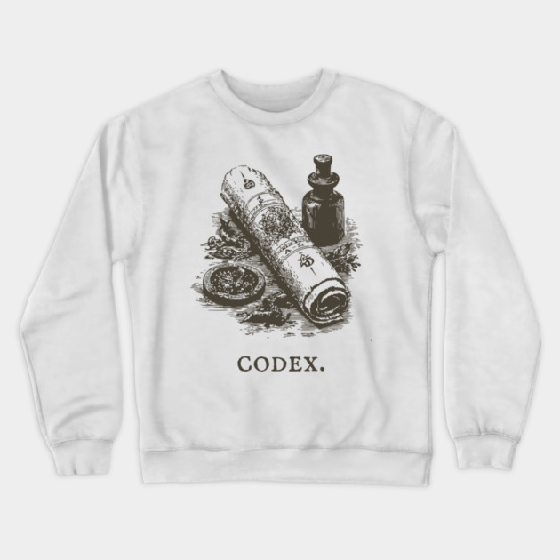 Ancient Codex Scroll and Apothecary Still Life Crewneck Sweatshirt by TuncGK