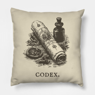 Ancient Codex Scroll and Apothecary Still Life Pillow