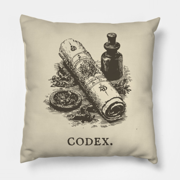 Ancient Codex Scroll and Apothecary Still Life Pillow by TuncGK