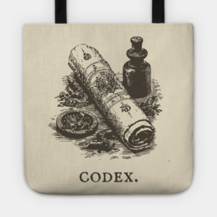 Ancient Codex Scroll and Apothecary Still Life Tote