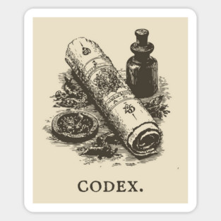 Ancient Codex Scroll and Apothecary Still Life Sticker