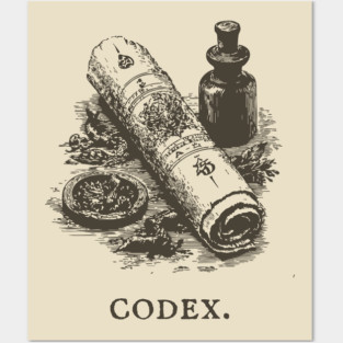 Ancient Codex Scroll and Apothecary Still Life Posters and Art