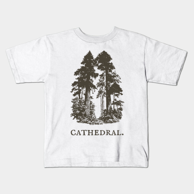 Forest Cathedral Redwood Trees Illustration Kids T-Shirt by TuncGK