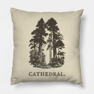 Forest Cathedral Redwood Trees Illustration Pillow