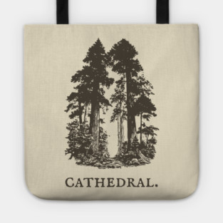 Forest Cathedral Redwood Trees Illustration Tote