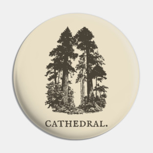 Forest Cathedral Redwood Trees Illustration Pin