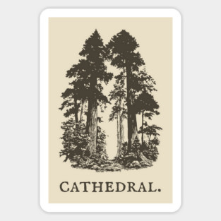Forest Cathedral Redwood Trees Illustration Magnet