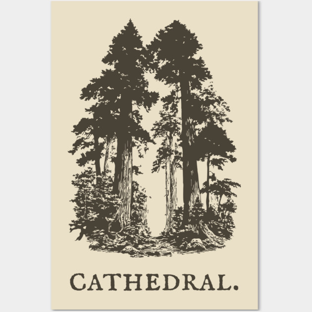 Forest Cathedral Redwood Trees Illustration Wall Art by TuncGK
