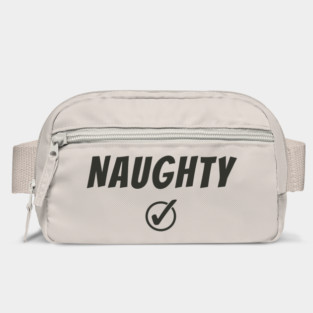 Funny Christmas Typography: “NAUGHTY” + Check Bag