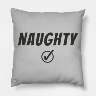 Funny Christmas Typography: “NAUGHTY” + Check Pillow