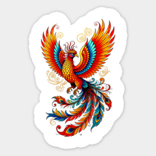 Majestic Phoenix Rising Mythical Fire Bird Artwork Magnet
