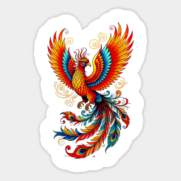 Majestic Phoenix Rising Mythical Fire Bird Artwork Magnet by UrbanLifeApparel
