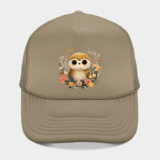Baby Owl in a Floral Wreath - Woodland Nursery Decor Hat