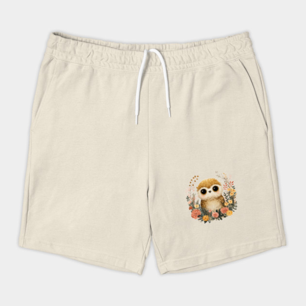 Baby Owl in a Floral Wreath - Woodland Nursery Decor by TuncGK