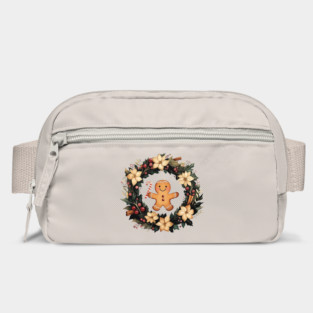 Gingerbread Man in a Christmas Wreath - Cozy Holiday Baking Art Bag