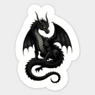 Black Dragon with Wings Fierce Mythical Creature Art Magnet