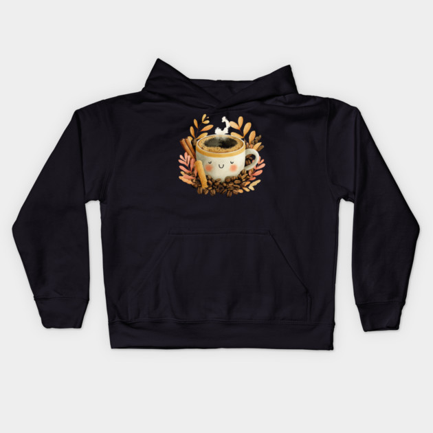Cozy Coffee Cup with Cinnamon - Barista Folk Art Kids Hoodie by TuncGK