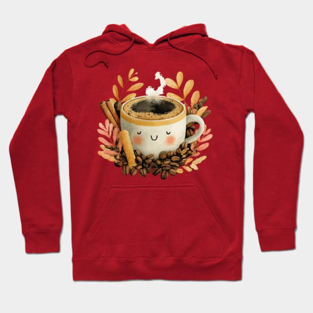 Cozy Coffee Cup with Cinnamon - Barista Folk Art Hoodie by TuncGK