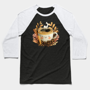 Cozy Coffee Cup with Cinnamon - Barista Folk Art Baseball T-Shirt