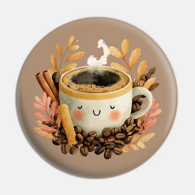 Cozy Coffee Cup with Cinnamon - Barista Folk Art Pin by TuncGK