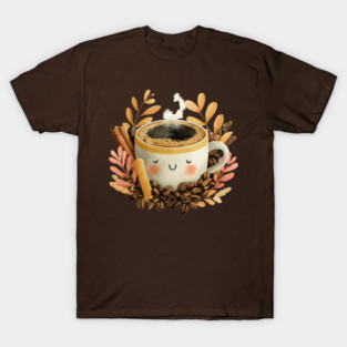 Cozy Coffee Cup with Cinnamon - Barista Folk Art T-Shirt