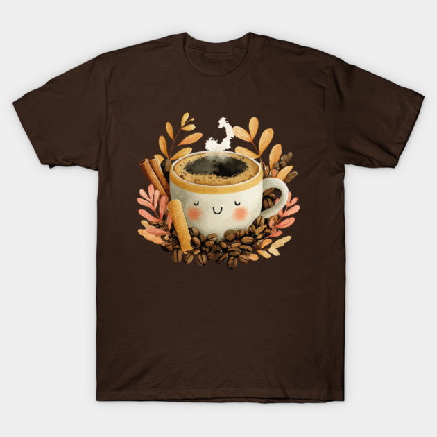 Cozy Coffee Cup with Cinnamon - Barista Folk Art T-Shirt by TuncGK