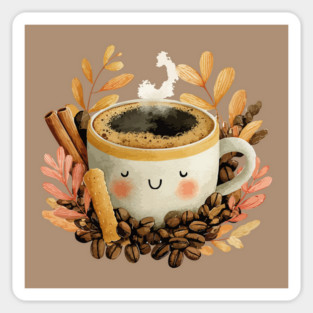 Cozy Coffee Cup with Cinnamon - Barista Folk Art Sticker