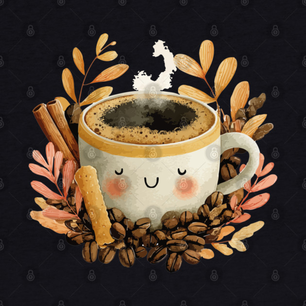 Cozy Coffee Cup with Cinnamon - Barista Folk Art by TuncGK