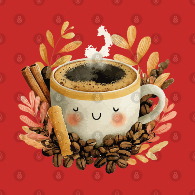 Cozy Coffee Cup with Cinnamon - Barista Folk Art by TuncGK