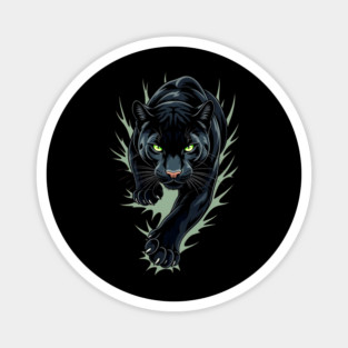 Black Panther with Green Eyes Fierce Wild Cat Artwork Magnet