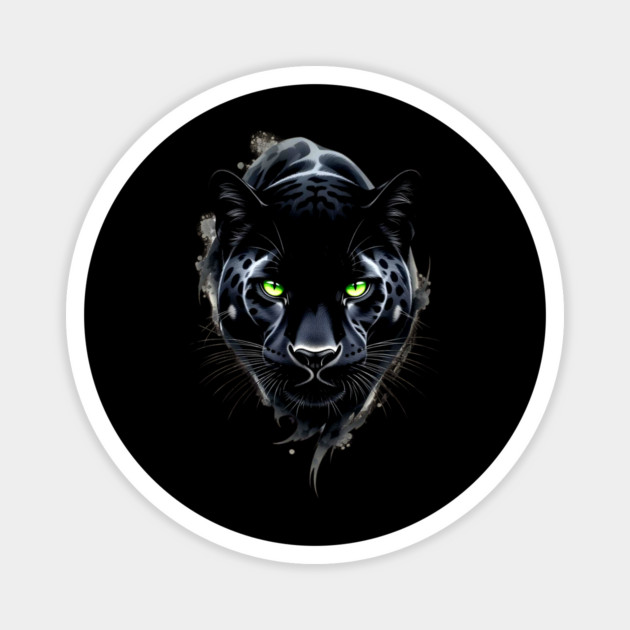Black Panther with Green Eyes Fierce Wild Cat Magnet by UrbanLifeApparel
