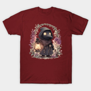 Whimsical Plague Doctor with Lantern - Gothic Folk Art T-Shirt