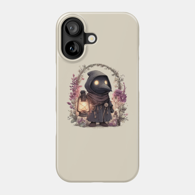 Whimsical Plague Doctor with Lantern - Gothic Folk Art Phone Case by TuncGK