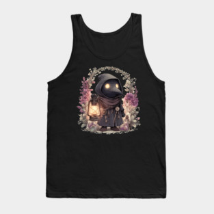 Whimsical Plague Doctor with Lantern - Gothic Folk Art Tank Top