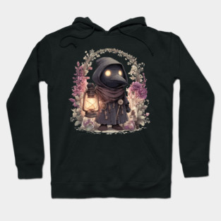 Whimsical Plague Doctor with Lantern - Gothic Folk Art Hoodie