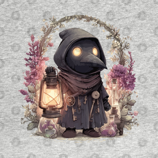 Whimsical Plague Doctor with Lantern - Gothic Folk Art by TuncGK