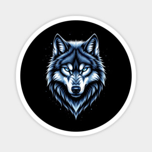 Blue Eyed Wolf Head Fierce Wild Animal Magnet