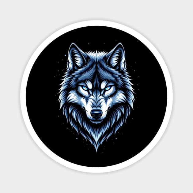 Blue Eyed Wolf Head Fierce Wild Animal Magnet by UrbanLifeApparel