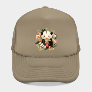 Opossum with a Strawberry - Whimsical Woodland Folk Art Hat