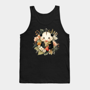 Opossum with a Strawberry - Whimsical Woodland Folk Art Tank Top